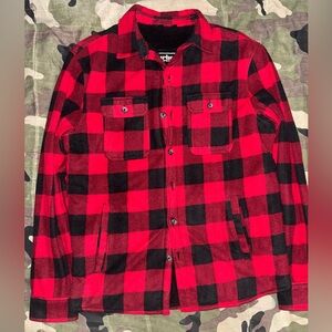 Urban Pipeline Red and Black Fleece-Lined flannel